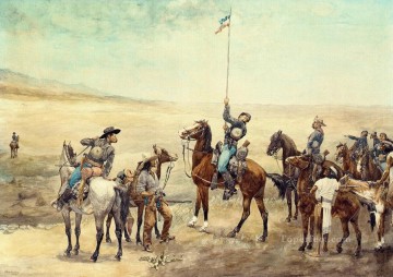 Frederic Remington Painting - Señalización del comando principal Viejo Oeste americano Frederic Remington